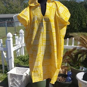 Yellow Geometric Print Midi Dress